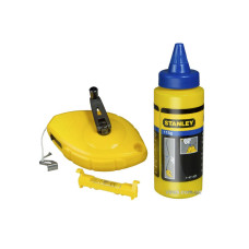 Шнур для разметки STANLEY "PowerWinder", в комплекте, 30м, меловый порошок 45г, Подвесной уровень