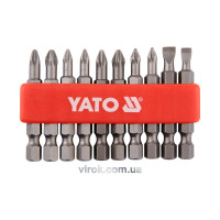 Набір насадок викруткових YATO : SL5, SL6, PH1/1, PH2/2, PZ1/1, PZ2/2, L= 50 мм. 10шт. [25/100]
