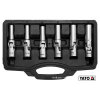 Ключі торцеві для свічок розжарювання YATO : 3/8", 8-16 мм, на шарнірі, Cr-V, 6 шт + кейс [10]