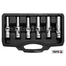 Ключі торцеві для свічок розжарювання YATO : 3/8", 8-16 мм, на шарнірі, Cr-V, 6 шт + кейс [10]