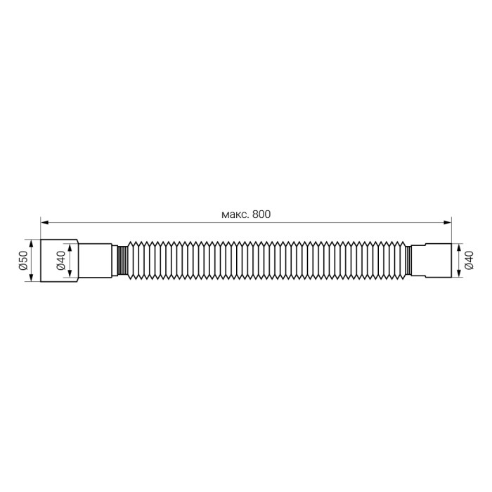 Соединение гибкое для кухонной мойки Ø40x40/50мм 800мм TAU (9842839)