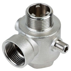 З"єднувач п'ятививідний +зворотний клапан 80мм M1"×F1"×F1"×M1/4"×F1/4" Silver 480г AQUATICA (779601)