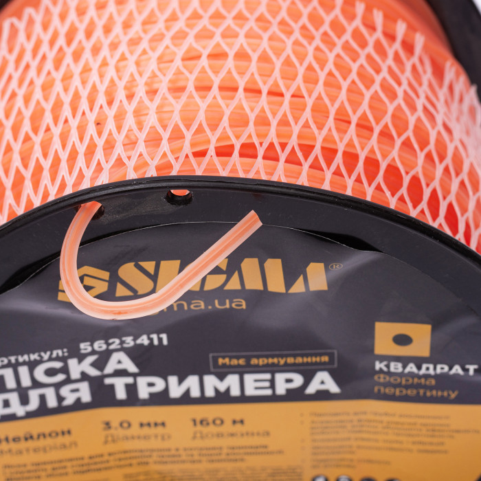 Ліска для тримера армований квадрат Ø3.0мм 160м котушка SIGMA (5623411)