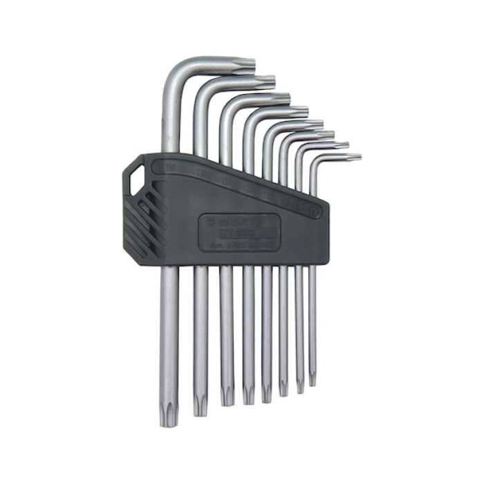 Набір ключів Г-подібних TORX з отвором, TX6-25, 8 шт., RED STRIPE