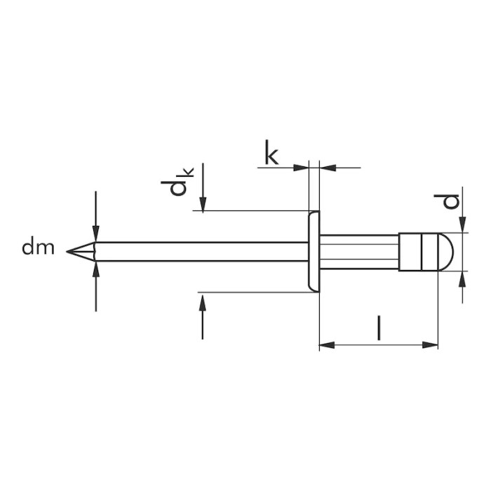 Вытяжная заклепка с цилиндрическим бортиком, 3.2x8
