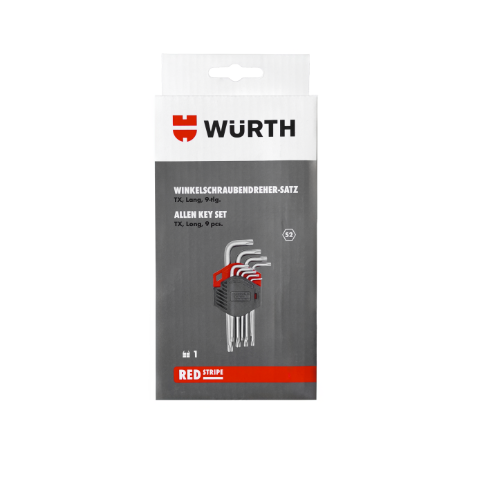 Набір ключів Г-подібних TORX, TX10-50, 9 шт., RED STRIPE