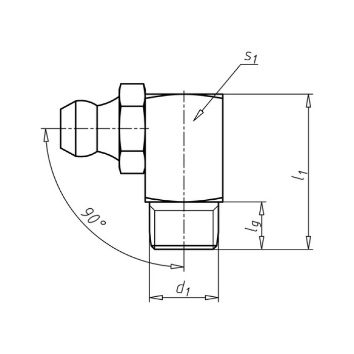 Конический ниппель 90° форма С Wurth Н3 M8X1