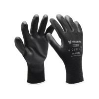 Рукавиці захисні з поліуретановим покриттям Black PU, пара, розмір 7