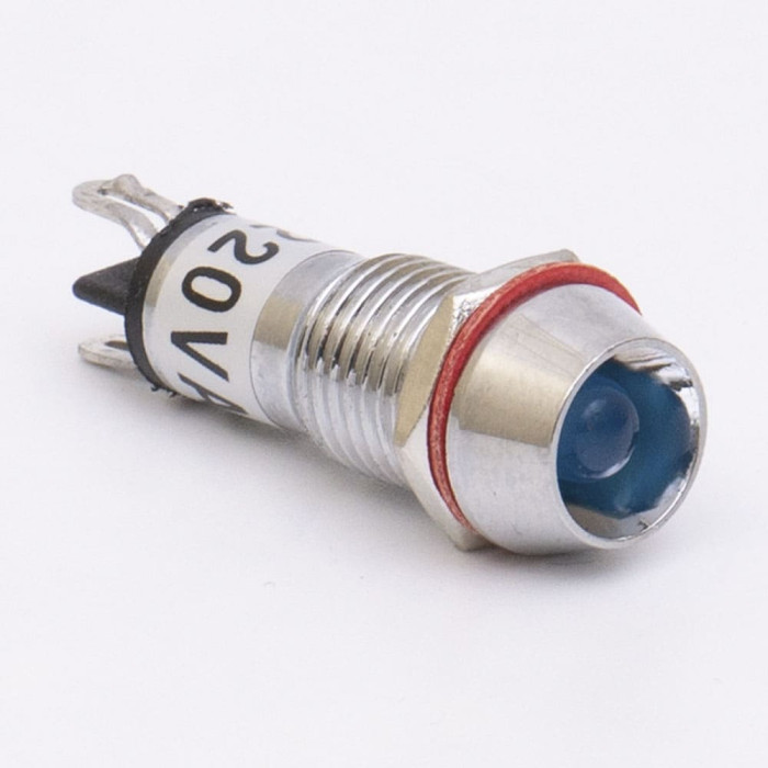Світлодіодний індикатор металевий AD22C-10 220v AС, блакитний
