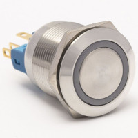 Кнопка металева КНМ-22-FJ-E 24V 1NO1NC плоска, червоний TAKEL