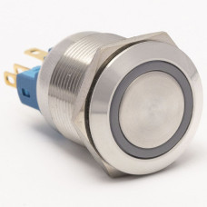 Кнопка металева КНМ-22-FJ-E 24V 1NO1NC плоска, червоний TAKEL