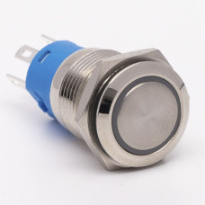 Кнопка металева КНМ-16-FJ-E 9-24V 1NO1NC плоска, зелений TAKEL