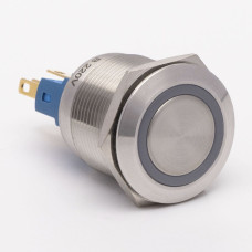 Кнопка металева КНМ-22-FJ-E 220V 1NO1NC плоска, червоний TAKEL