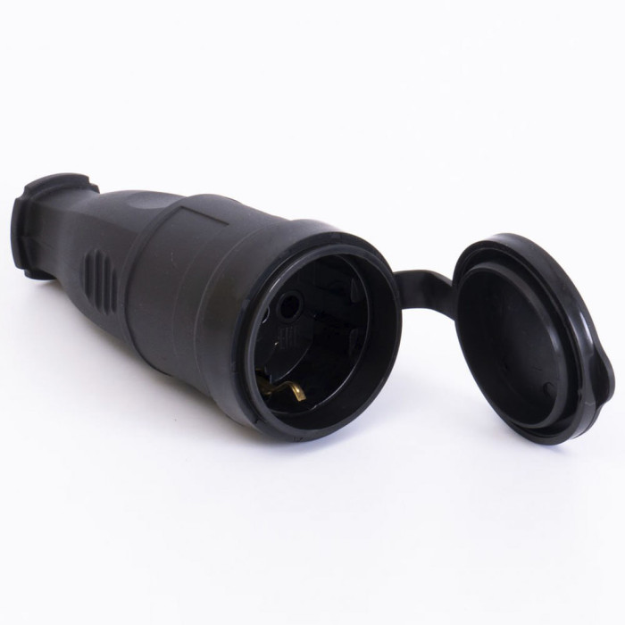 Розетка каучукова з захисною кришкою переносна 406 2Р+РЕ IP44 LEE