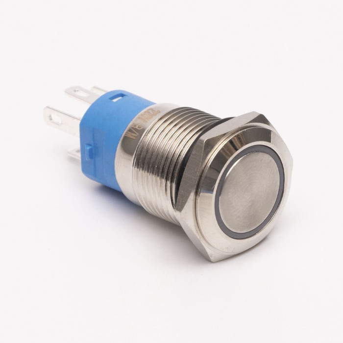 Кнопка металева КНМ-16-FJ-E 220V 1NO1NC плоска, червоний TAKEL