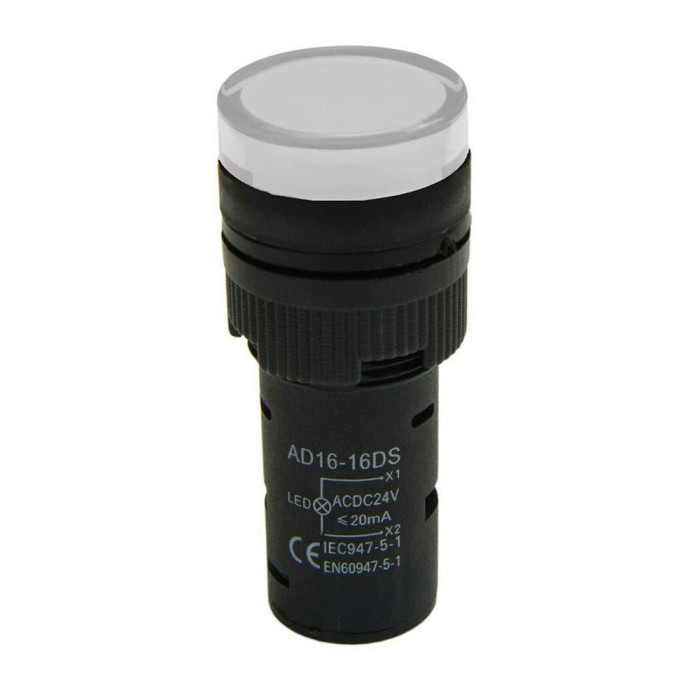 Світлодіодний індикатор AD16-16DS 24v АC/DC, білий TAKEL