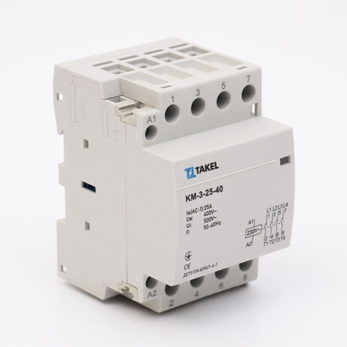 Контактор модульний КМ-3-25-40 25А 4NO TAKEL