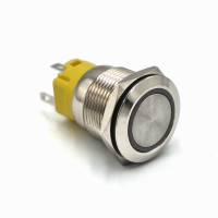 Кнопка металева КНМ-UL-16-FJ-E-Z 220V 1NO1NC плоска з фіксацією 5A, зелений TAKEL
