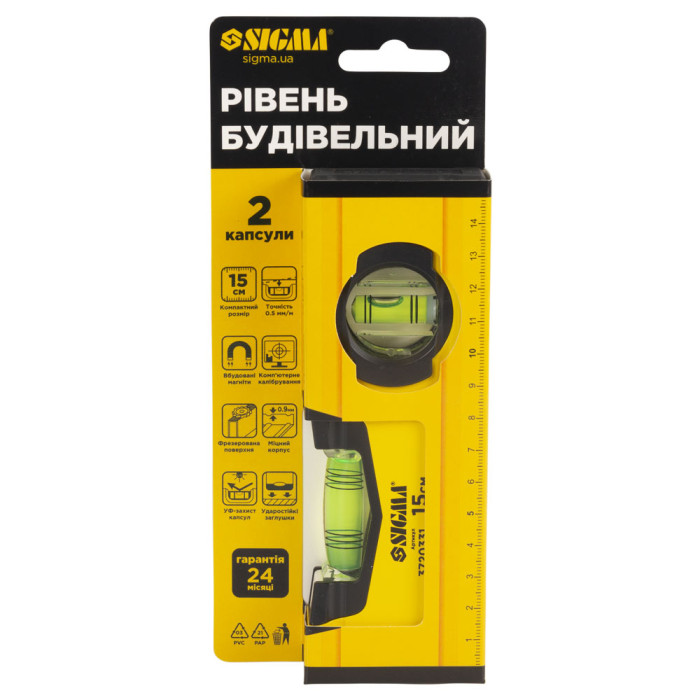 Рівень магнітний 2 капсули 15см SIGMA (3720331)