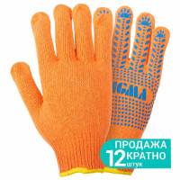 Перчатки трикотажные с точечным ПВХ покрытием р10 Универсал (оранжевые) КРАТНО 12 парам SIGMA (9442671)