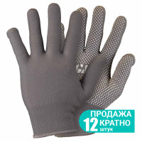 Рукавички трикотажні з точковим ПВХ покриттям р8 Мікроточка (сірі) КРАТНО 12 парам SIGMA (9442911)