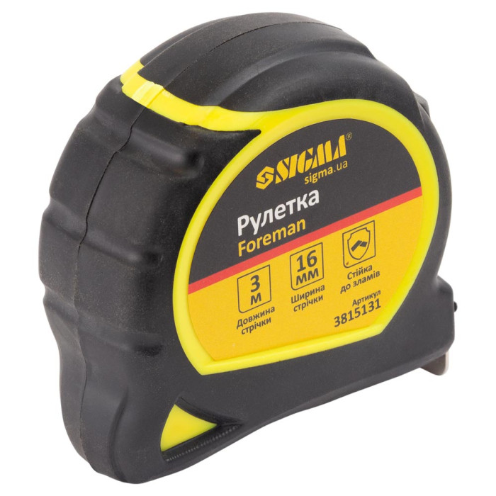 Рулетка Foreman 3м×16мм без ремешка SIGMA (3815131)