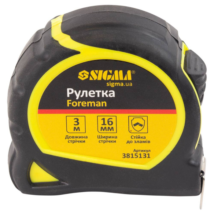 Рулетка Foreman 3м×16мм без ремешка SIGMA (3815131)