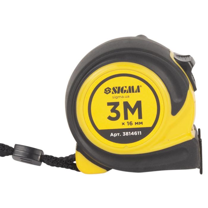 Рулетка обрезиненная Compact двустороннее полотно/зацеп 3м×16мм SIGMA (3814611)