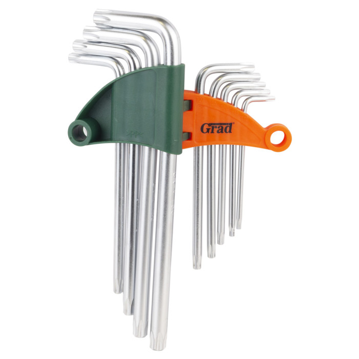 Ключи TORX 9шт T10-T50мм CrV (средние с отвер) GRAD (4022285)