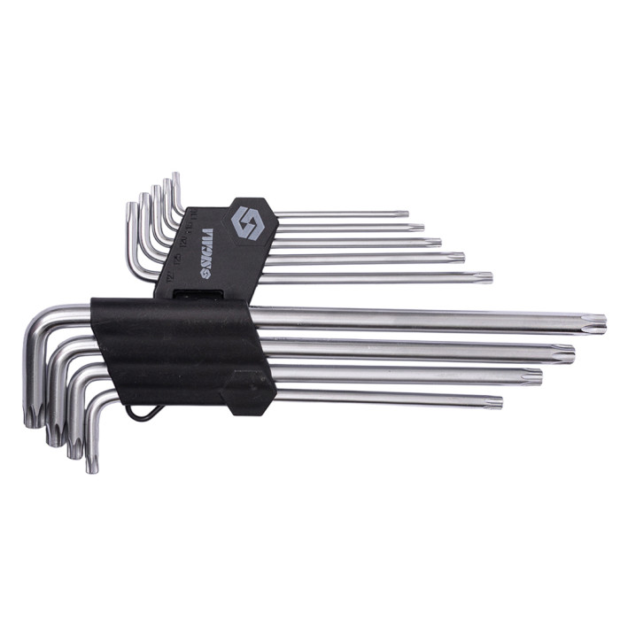Ключі TORX 9шт T10-T50мм CrV (довгі з отвором) SIGMA (4022231)