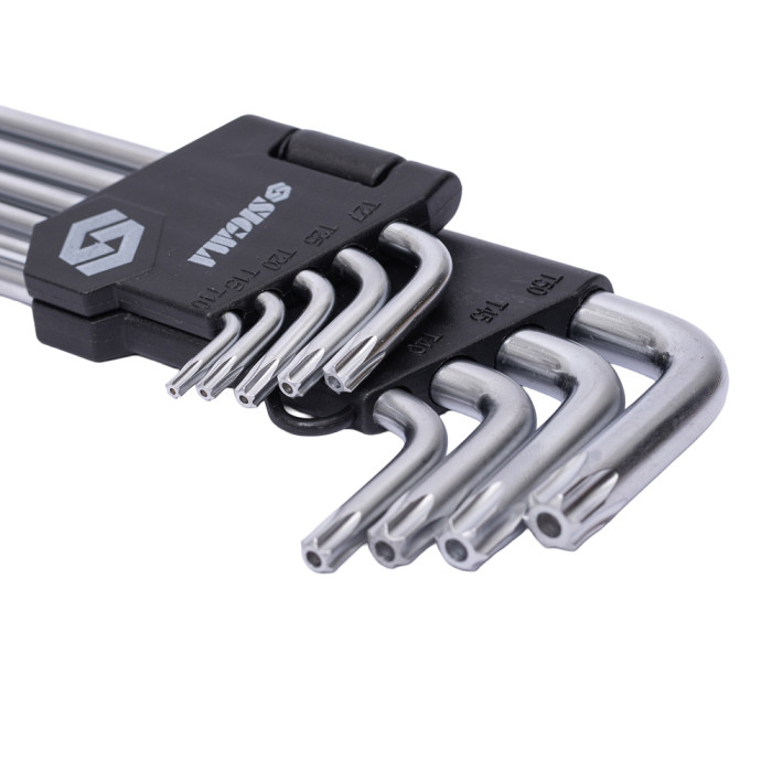 Ключі TORX 9шт T10-T50мм CrV (довгі з отвором) SIGMA (4022231)