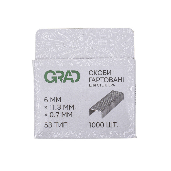 Скоби 6×11.3мм гартовані 1000шт GRAD (2812165)