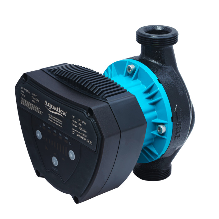 Насос циркуляционный энергосберегающий 8-130Вт Hmax 8м Qmax 108л/мин Ø1½" 180мм + гайки Ø1" AQUATICA GPA25-8/180 IV (774075)