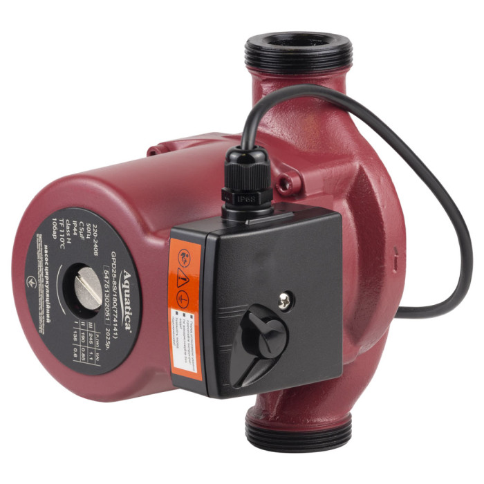Насос циркуляційний 245Вт Hmax 8м Qmax 200л/хв Ø1½" 180мм + гайки Ø1" AQUATICA (774141)