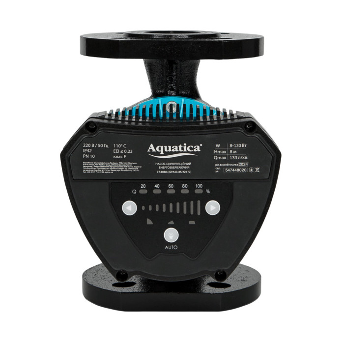 Насос циркуляційний енергозберігаючий фланц 8-130Вт Hmax 8м Qmax 133л/хв DN40 220мм + зворотний флан AQUATICA GPA40-8F/220 IV (774084)