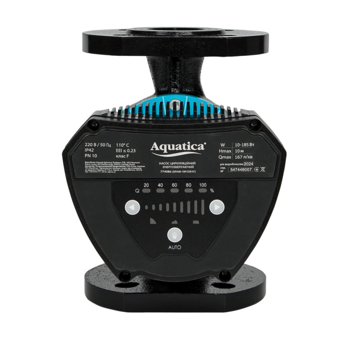 Насос циркуляционный энергосберегающий фланц 10-185Вт Hmax 10м Qmax 167л/мин DN40 220мм + ответн флан AQUATICA GPA40-10F/220 IV (774086)