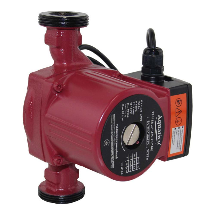 Насос циркуляционный 130Вт Hmax 7м Qmax 87л/мин Ø1½" 180мм + гайки Ø1" AQUATICA (774138)