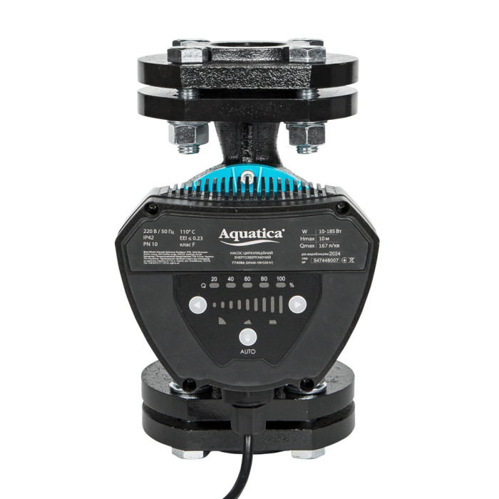 Насос циркуляционный энергосберегающий фланц 10-185Вт Hmax 10м Qmax 167л/мин DN40 220мм + ответн флан AQUATICA GPA40-10F/220 IV (774086)