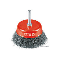 Щетка - крацовка YATO Чашка Ø=75 мм. сталь. шпиндель 6 мм. 4500 об/мин[12/96]