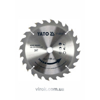 Диск пиляльний победітовий по дереву YATO: 190х20x2.2x1.5 мм, 24 зубці, R.P.M. до 7100 1/хв [10]