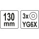 Стеклорез с 3 дисковыми резцами YATO : L= 130 мм [10/150]