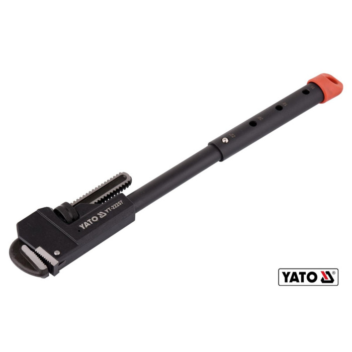 Ключ трубний телескопічний YATO : L= 400-550 мм (16"/18"/20"/22"), макс. Ø80 мм, CrMo 55-60 HRC(DW)