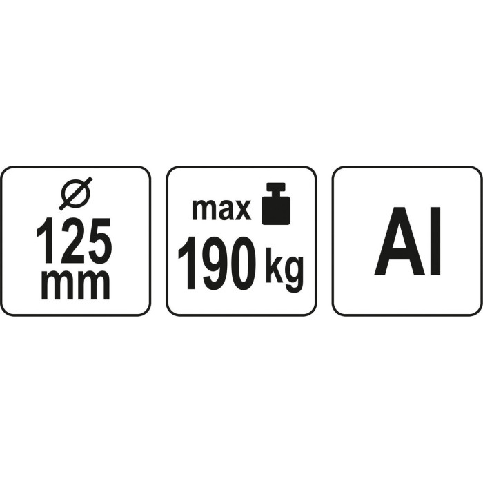 Присоски для монтажу скла (алюміній) YATO: 3-ри чашки Ø= 125 мм, m= 190 кг, 345х 282х 7 мм [12/96]