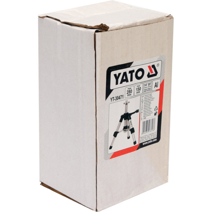 Штатив тринога YATO телескоп (2 секціі) . кріплення 5/8", з штангою 70мм. H= 15-28 см. алюмінієвий