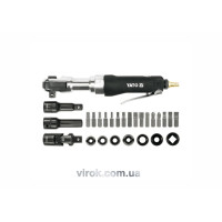 Тріщатка пневматична YATO : квадрат- 1/2", 68 Нм, 6.2 бар, 110 л/хв, з обладунками, 30 шт.(DW)