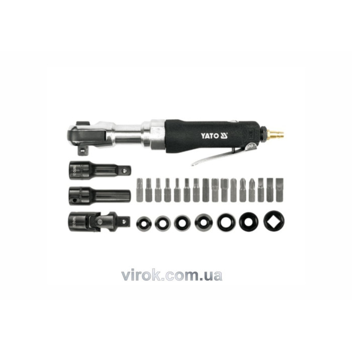 Тріщатка пневматична YATO : квадрат- 1/2", 68 Нм, 6.2 бар, 110 л/хв, з обладунками, 30 шт.(DW)