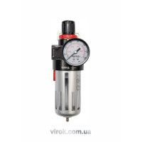 Фильтр пневматический с редуктором и манометром YATO: 1/2", max. P= 0.93 MPa [20/480]