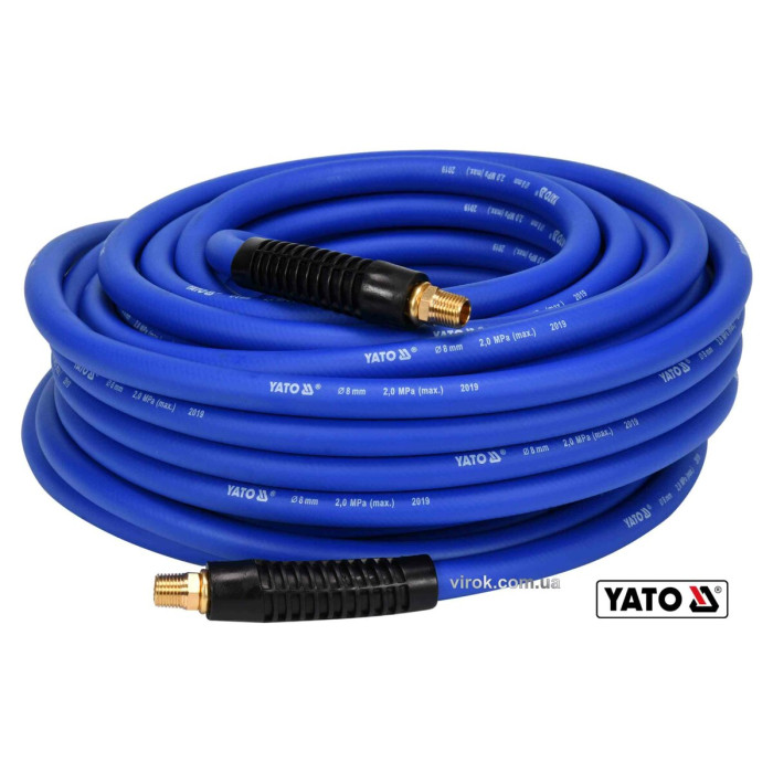 Шланг пневматичний гібридний (ПВХ+БНК) YATO: Ø8.0 мм x 20м, Ø=1/4", тиск ≤ 2 MPa, різьбов. з'єдн.[5]