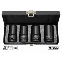 Торцеві головки ударні для зриву гвинтів YATO: квадрат-1/2", L=55мм; М17, 18.5, 21.5, 26 мм, 4шт[10]