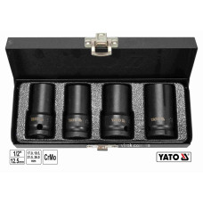 Торцеві головки ударні для зриву гвинтів YATO: квадрат-1/2", L=55мм; М17, 18.5, 21.5, 26 мм, 4шт[10]